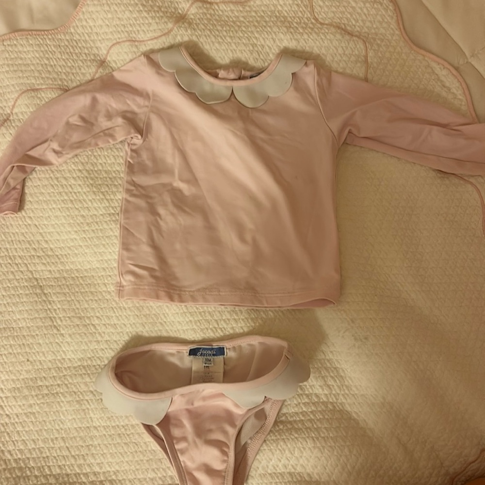 Jacadi pink Peter Pan white collar swim